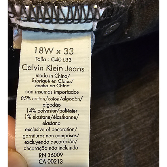 Calvin Klein Jeans Women’s Plus 18W x 33 Dark Wash Straight Leg Denim Stretch - Picture 10 of 11